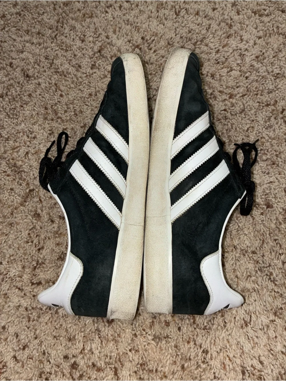 adidas Black Suede Sneakers with White Stripes